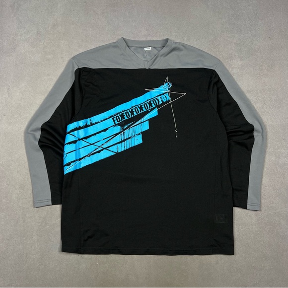 Fox Other - Fox Racing Jersey Black and Gray Long Sleeve Tee with Dynamic Graphic